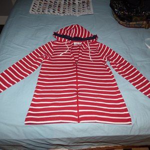 LL Bean Red & Off-White zipped hoodie size M
